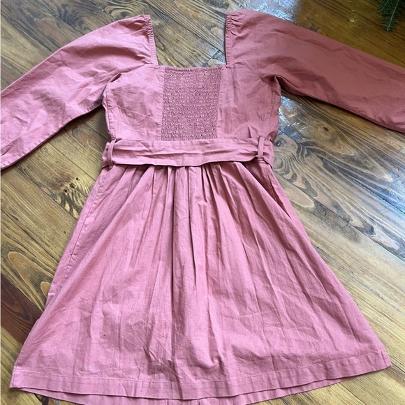 BA&SH Peach Organic Cotton Button Down Belted Cyrielle Dress in size  2 - Picture 3 of 12